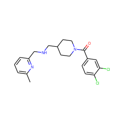 Cc1cccc(CNCC2CCN(C(=O)c3ccc(Cl)c(Cl)c3)CC2)n1 ZINC000013782339