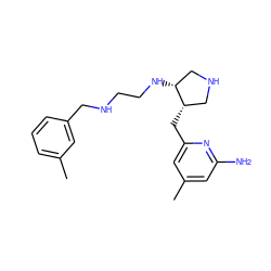 Cc1cccc(CNCCN[C@@H]2CNC[C@@H]2Cc2cc(C)cc(N)n2)c1 ZINC000040413019