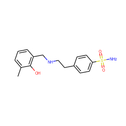 Cc1cccc(CNCCc2ccc(S(N)(=O)=O)cc2)c1O ZINC000299863759