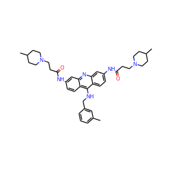 Cc1cccc(CNc2c3ccc(NC(=O)CCN4CCC(C)CC4)cc3nc3cc(NC(=O)CCN4CCC(C)CC4)ccc23)c1 ZINC000028878774