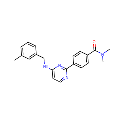 Cc1cccc(CNc2ccnc(-c3ccc(C(=O)N(C)C)cc3)n2)c1 ZINC000004268407