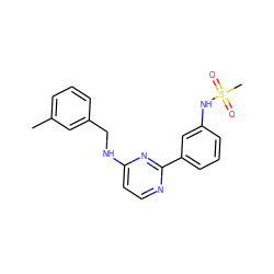 Cc1cccc(CNc2ccnc(-c3cccc(NS(C)(=O)=O)c3)n2)c1 ZINC000004257443