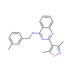 Cc1cccc(CNc2nc(-c3c(C)noc3C)nc3ccccc23)c1 ZINC000004267226