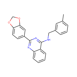 Cc1cccc(CNc2nc(-c3ccc4c(c3)OCO4)nc3ccccc23)c1 ZINC000004265901