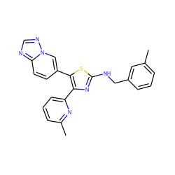 Cc1cccc(CNc2nc(-c3cccc(C)n3)c(-c3ccc4ncnn4c3)s2)c1 ZINC000084730864