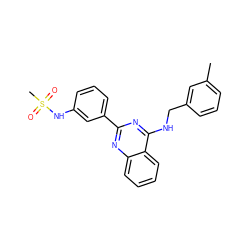 Cc1cccc(CNc2nc(-c3cccc(NS(C)(=O)=O)c3)nc3ccccc23)c1 ZINC000004257440