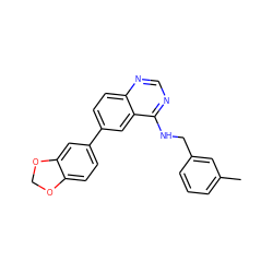 Cc1cccc(CNc2ncnc3ccc(-c4ccc5c(c4)OCO5)cc23)c1 ZINC000004267254