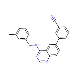 Cc1cccc(CNc2ncnc3ccc(-c4cccc(C#N)c4)cc23)c1 ZINC000004267311