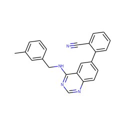 Cc1cccc(CNc2ncnc3ccc(-c4ccccc4C#N)cc23)c1 ZINC000004267712