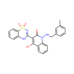 Cc1cccc(CNn2c(=O)c(C3=NS(=O)(=O)c4ccccc4N3)c(O)c3ccccc32)c1 ZINC000101008157