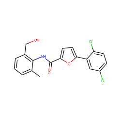 Cc1cccc(CO)c1NC(=O)c1ccc(-c2cc(Cl)ccc2Cl)o1 ZINC000071332407