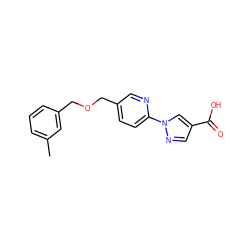 Cc1cccc(COCc2ccc(-n3cc(C(=O)O)cn3)nc2)c1 ZINC000040576514