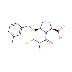 Cc1cccc(CS[C@H]2CC[C@@H](C(=O)O)N2C(=O)[C@H](C)CS)c1 ZINC000040425058