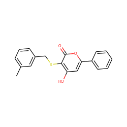 Cc1cccc(CSc2c(O)cc(-c3ccccc3)oc2=O)c1 ZINC000006523080