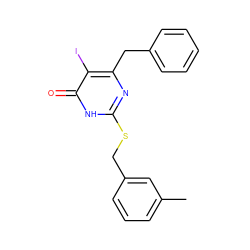 Cc1cccc(CSc2nc(Cc3ccccc3)c(I)c(=O)[nH]2)c1 ZINC000049089139