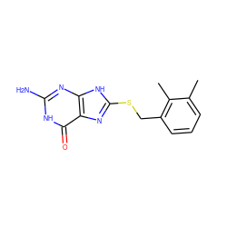 Cc1cccc(CSc2nc3c(=O)[nH]c(N)nc3[nH]2)c1C ZINC000653903308