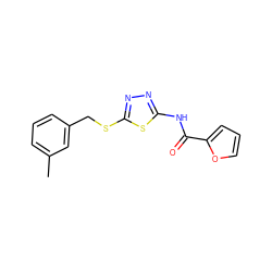 Cc1cccc(CSc2nnc(NC(=O)c3ccco3)s2)c1 ZINC000001050436