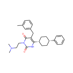 Cc1cccc(Cc2c(=O)n(CCN(C)C)c(=O)[nH]c2[C@H]2CC[C@@H](c3ccccc3)CC2)c1 ZINC000254132973