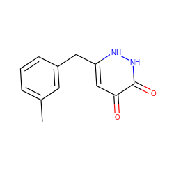 Cc1cccc(Cc2cc(=O)c(=O)[nH][nH]2)c1 ZINC000205752780