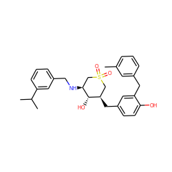 Cc1cccc(Cc2cc(C[C@@H]3CS(=O)(=O)C[C@H](NCc4cccc(C(C)C)c4)[C@H]3O)ccc2O)c1 ZINC000071317035