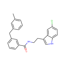 Cc1cccc(Cc2cccc(C(=O)NCCc3c[nH]c4ccc(Cl)cc34)c2)c1 ZINC000216051842