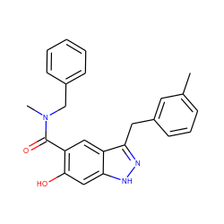 Cc1cccc(Cc2n[nH]c3cc(O)c(C(=O)N(C)Cc4ccccc4)cc23)c1 ZINC000084655222