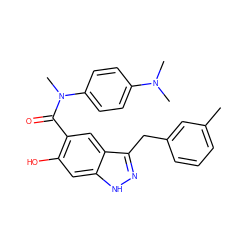 Cc1cccc(Cc2n[nH]c3cc(O)c(C(=O)N(C)c4ccc(N(C)C)cc4)cc23)c1 ZINC000116961804