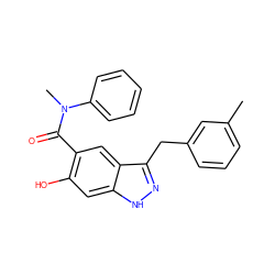 Cc1cccc(Cc2n[nH]c3cc(O)c(C(=O)N(C)c4ccccc4)cc23)c1 ZINC000116961693