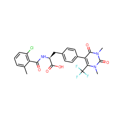 Cc1cccc(Cl)c1C(=O)N[C@@H](Cc1ccc(-c2c(C(F)(F)F)n(C)c(=O)n(C)c2=O)cc1)C(=O)O ZINC000095590409