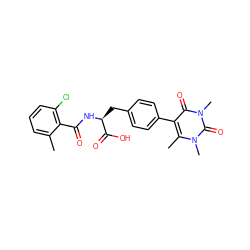 Cc1cccc(Cl)c1C(=O)N[C@@H](Cc1ccc(-c2c(C)n(C)c(=O)n(C)c2=O)cc1)C(=O)O ZINC000038381615