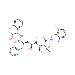 Cc1cccc(Cl)c1CNC(=O)[C@H]1N(C(=O)[C@@H](O)C[C@@H](Cc2ccccc2)C(=O)N[C@H]2c3ccccc3OC[C@H]2O)CSC1(C)C ZINC000029486080