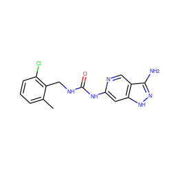 Cc1cccc(Cl)c1CNC(=O)Nc1cc2[nH]nc(N)c2cn1 ZINC001772604707