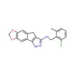 Cc1cccc(Cl)c1CNc1n[nH]c2c1Cc1cc3c(cc1-2)OCO3 ZINC000045287455