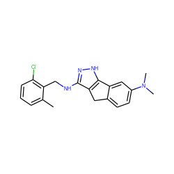 Cc1cccc(Cl)c1CNc1n[nH]c2c1Cc1ccc(N(C)C)cc1-2 ZINC000045287493