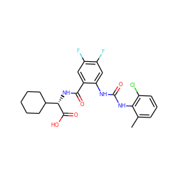 Cc1cccc(Cl)c1NC(=O)Nc1cc(F)c(F)cc1C(=O)N[C@H](C(=O)O)C1CCCCC1 ZINC000040861606