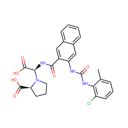 Cc1cccc(Cl)c1NC(=O)Nc1cc2ccccc2cc1C(=O)N[C@H](C(=O)O)N1CCC[C@H]1C(=O)O ZINC000044360443