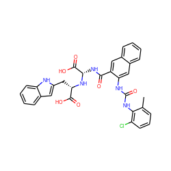 Cc1cccc(Cl)c1NC(=O)Nc1cc2ccccc2cc1C(=O)N[C@H](N[C@@H](Cc1cc2ccccc2[nH]1)C(=O)O)C(=O)O ZINC000042835025