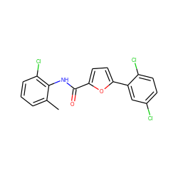 Cc1cccc(Cl)c1NC(=O)c1ccc(-c2cc(Cl)ccc2Cl)o1 ZINC000064693675