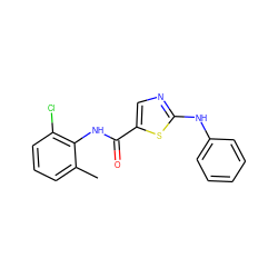 Cc1cccc(Cl)c1NC(=O)c1cnc(Nc2ccccc2)s1 ZINC000028456222