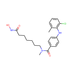 Cc1cccc(Cl)c1Nc1ccc(C(=O)N(C)CCCCCCC(=O)NO)cc1 ZINC000118356502