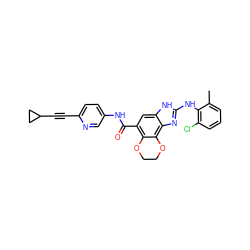 Cc1cccc(Cl)c1Nc1nc2c3c(c(C(=O)Nc4ccc(C#CC5CC5)nc4)cc2[nH]1)OCCO3 ZINC000205325492