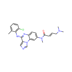 Cc1cccc(Cl)c1Nc1nc2ccc(N(C)C(=O)/C=C/CN(C)C)cc2n2cncc12 ZINC000073196643