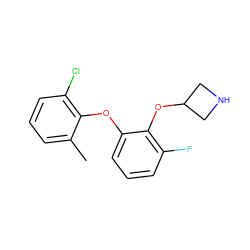 Cc1cccc(Cl)c1Oc1cccc(F)c1OC1CNC1 ZINC000066262208