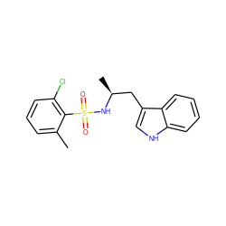 Cc1cccc(Cl)c1S(=O)(=O)N[C@@H](C)Cc1c[nH]c2ccccc12 ZINC000028820577