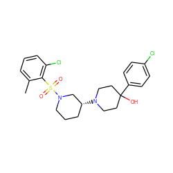 Cc1cccc(Cl)c1S(=O)(=O)N1CCC[C@@H](N2CCC(O)(c3ccc(Cl)cc3)CC2)C1 ZINC000029125362