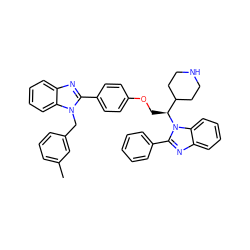 Cc1cccc(Cn2c(-c3ccc(OC[C@@H](C4CCNCC4)n4c(-c5ccccc5)nc5ccccc54)cc3)nc3ccccc32)c1 ZINC000146435125