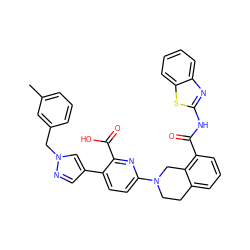 Cc1cccc(Cn2cc(-c3ccc(N4CCc5cccc(C(=O)Nc6nc7ccccc7s6)c5C4)nc3C(=O)O)cn2)c1 ZINC000144554410