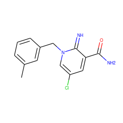 Cc1cccc(Cn2cc(Cl)cc(C(N)=O)c2=N)c1 ZINC000147510709