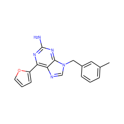 Cc1cccc(Cn2cnc3c(-c4ccco4)nc(N)nc32)c1 ZINC000029048262