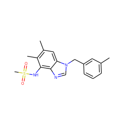 Cc1cccc(Cn2cnc3c(NS(C)(=O)=O)c(C)c(C)cc32)c1 ZINC000001388568